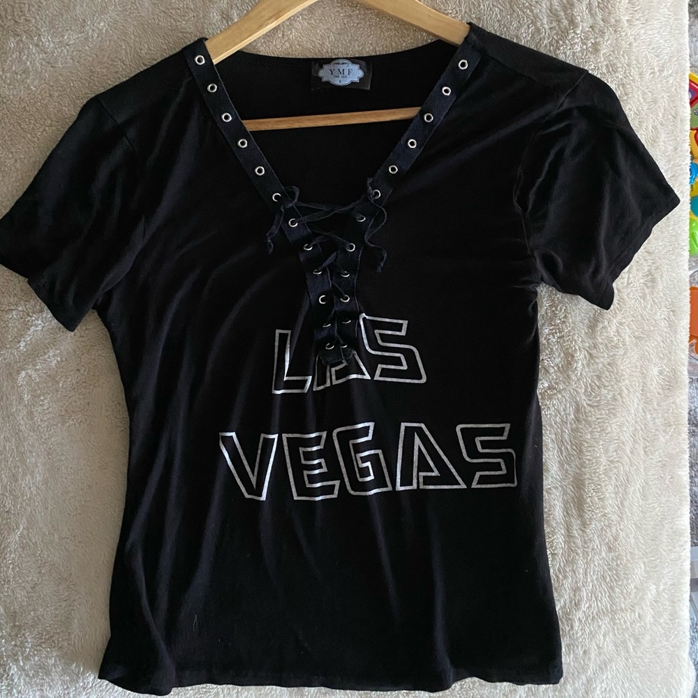 YMF Las Vegas V-Neck Lace Up Top
